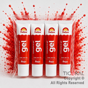 COLORANTE EN GEL FLEIGEL ROJO X 15 GR (PACK X 4 UNIDADES)